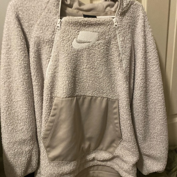 Nike sherpa Hoddie  in ivory sz M - Picture 3 of 3